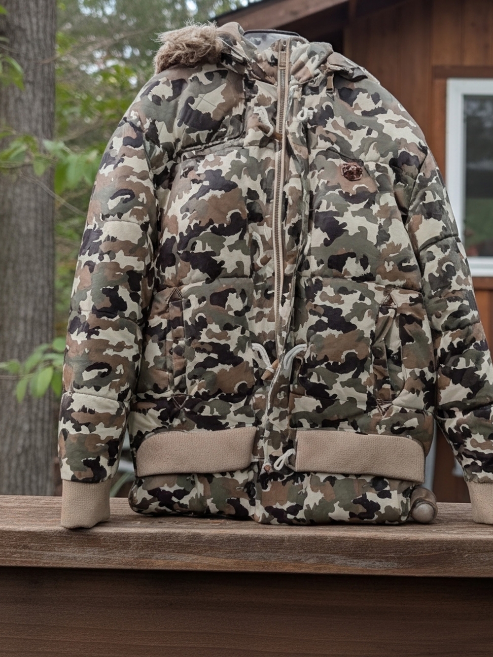 PARISH NATION Men's Camouflage Puffer Field Jacket with Hood/ SIZE 3XL